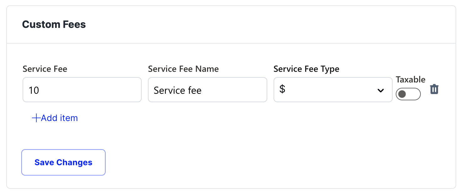 Add Custom Fees to an Activity or Package